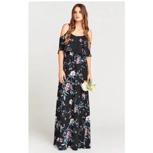 Show Me Your Mumu Caitlin Ruffle Maxi Dress Black Floral XXL